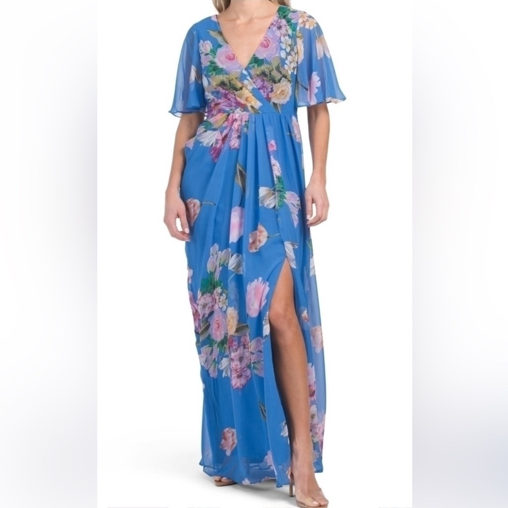 Adrianna Papell Multicolor Floral Chiffon Dress size 4